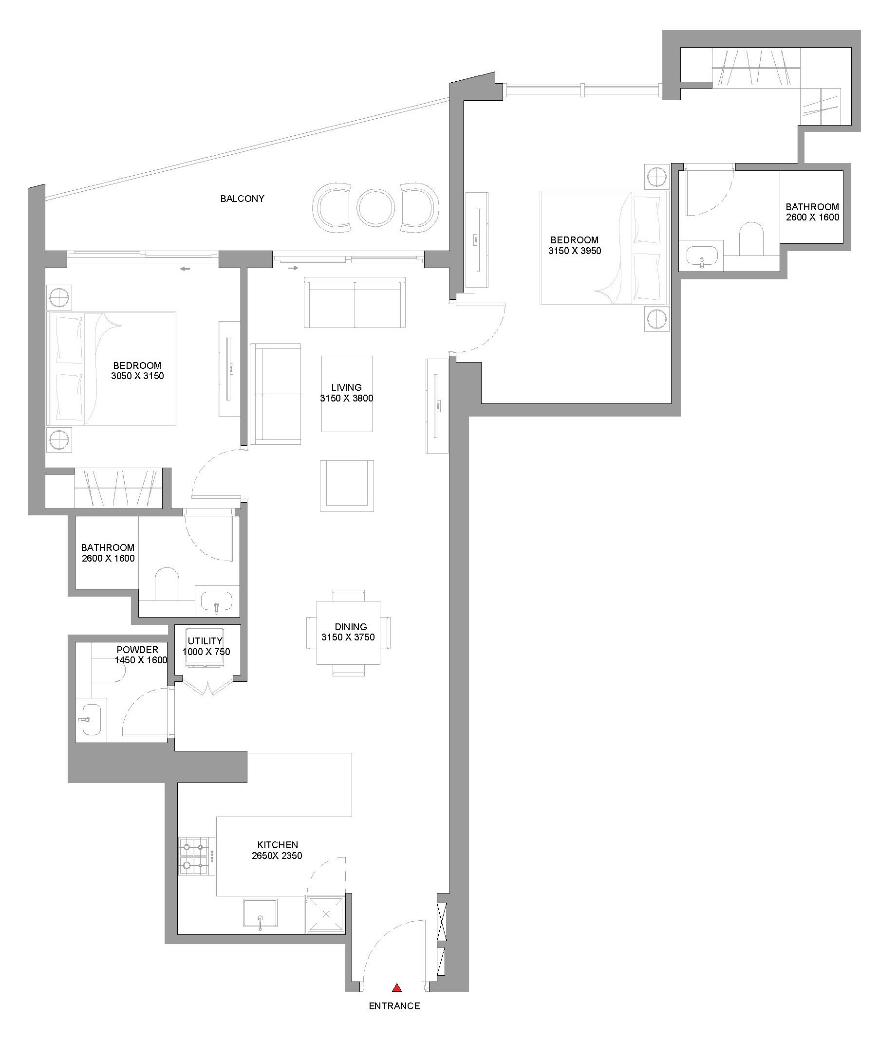 Floor plan — 2 BR