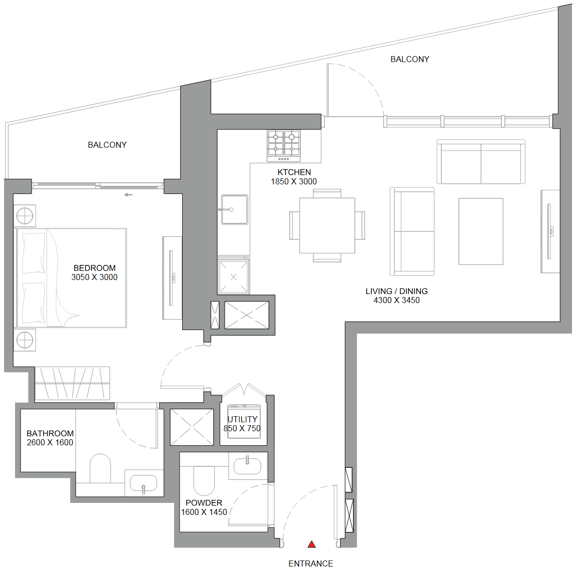Floor plan — 1 BR