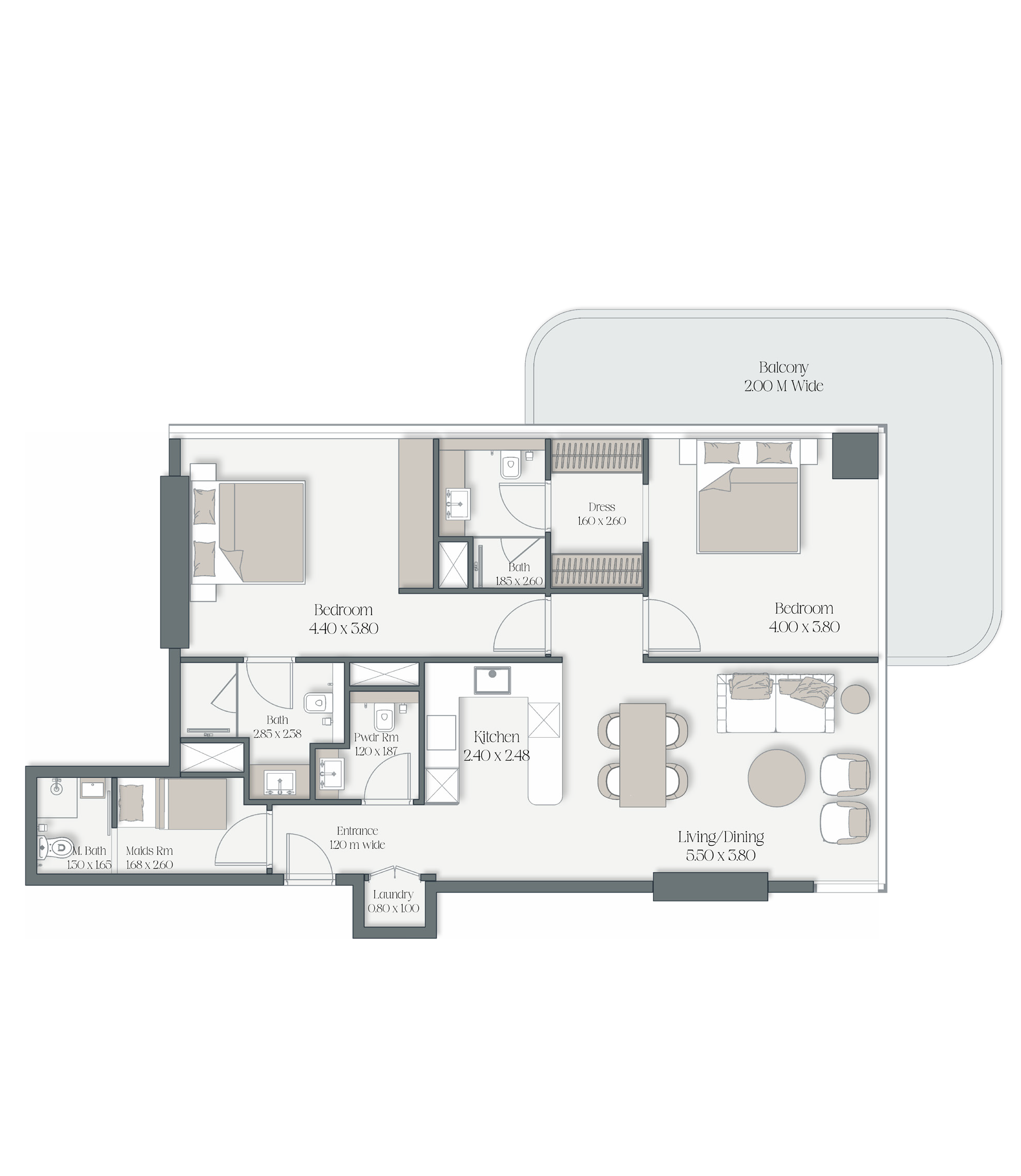 Floor plan — 2 BR