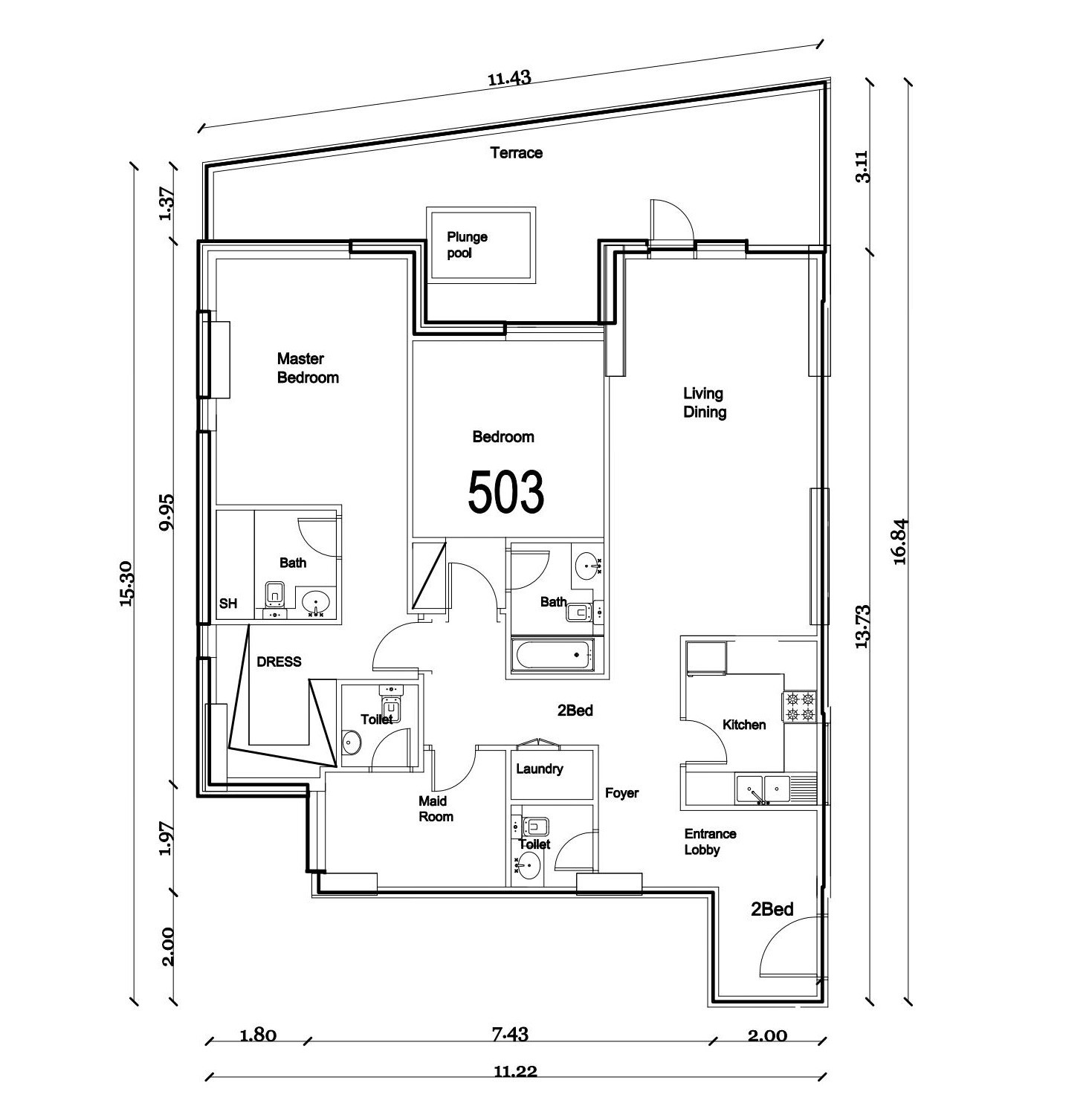 Floor plan — 2 BR