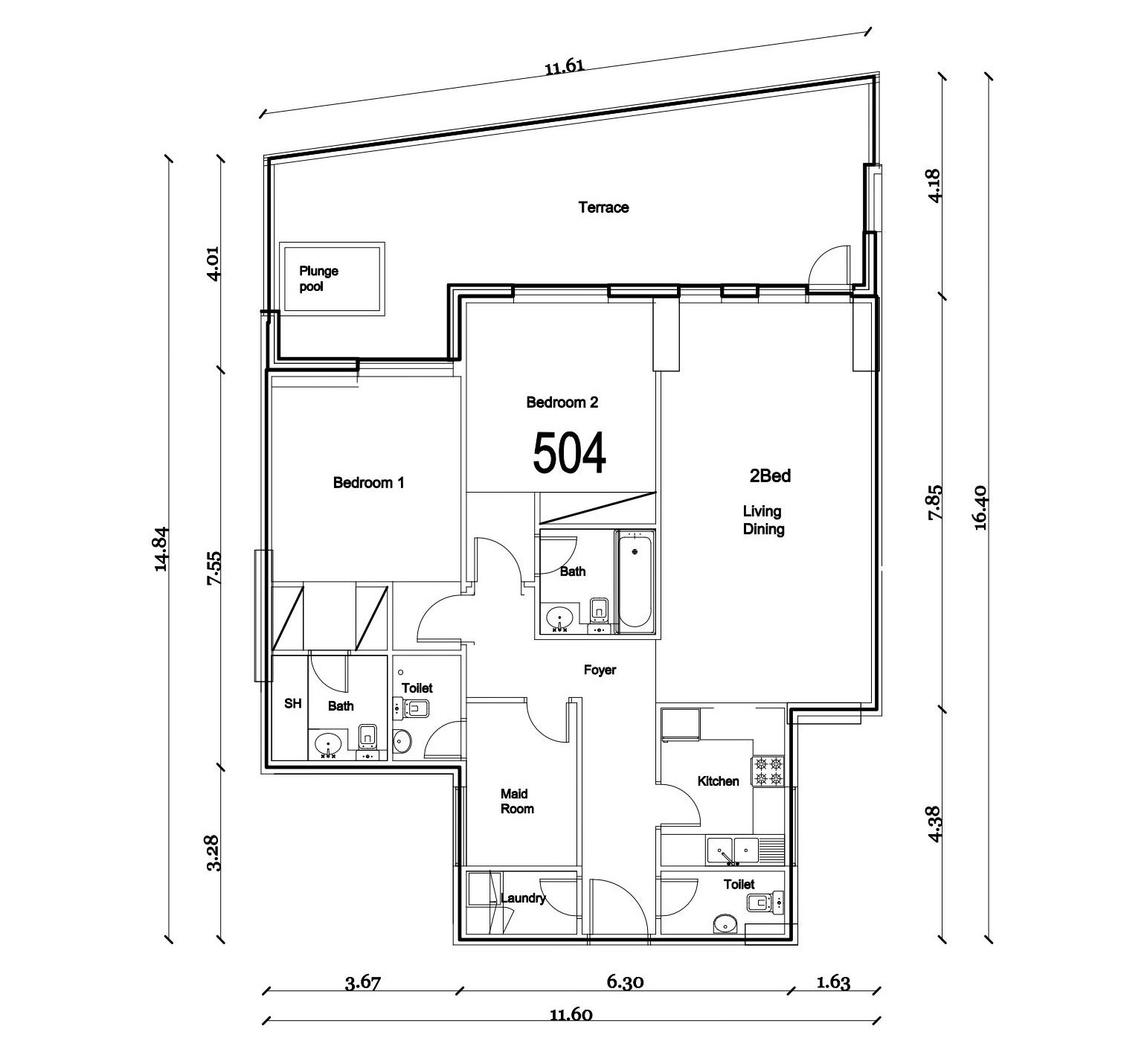Floor plan — 2 BR