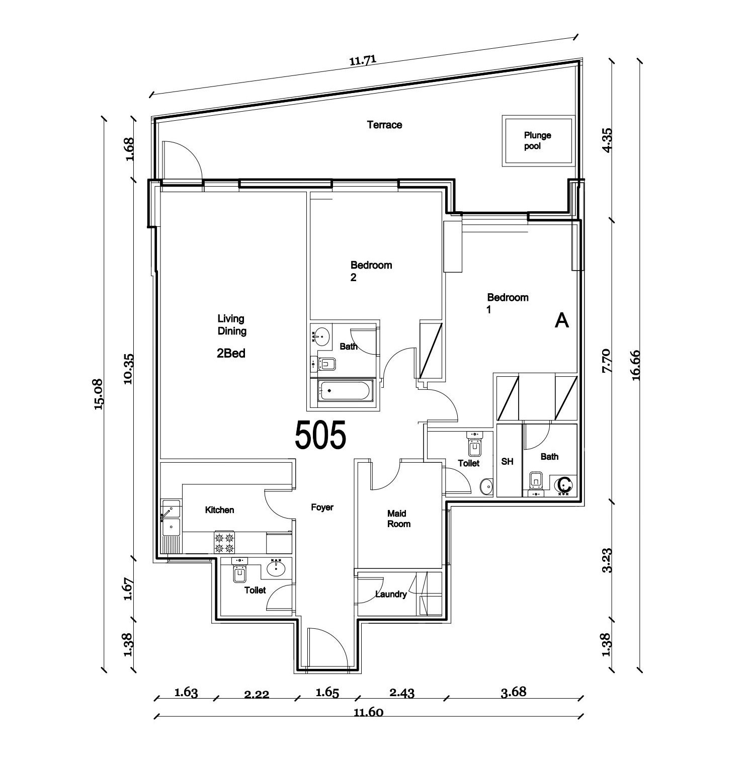 Floor plan — 2 BR