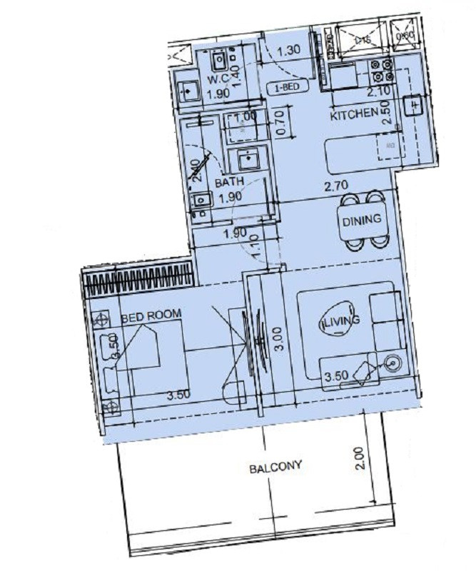 Floor plan — 1 BR