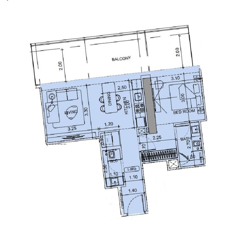 Floor plan — 1 BR