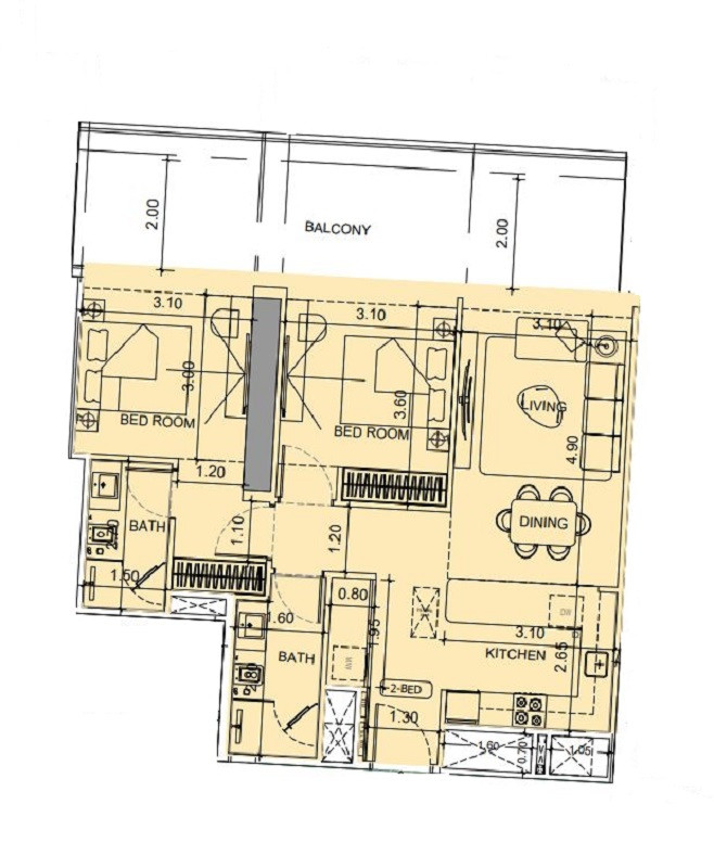 Floor plan — 2 BR