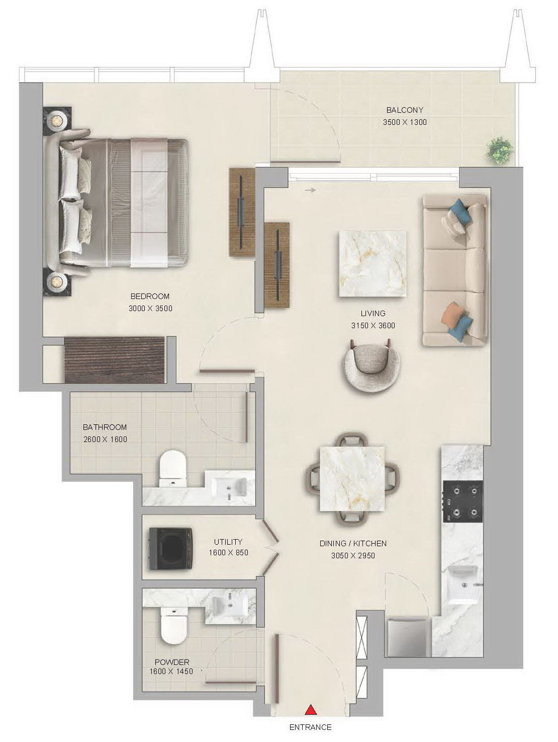 Floor plan — 1 BR