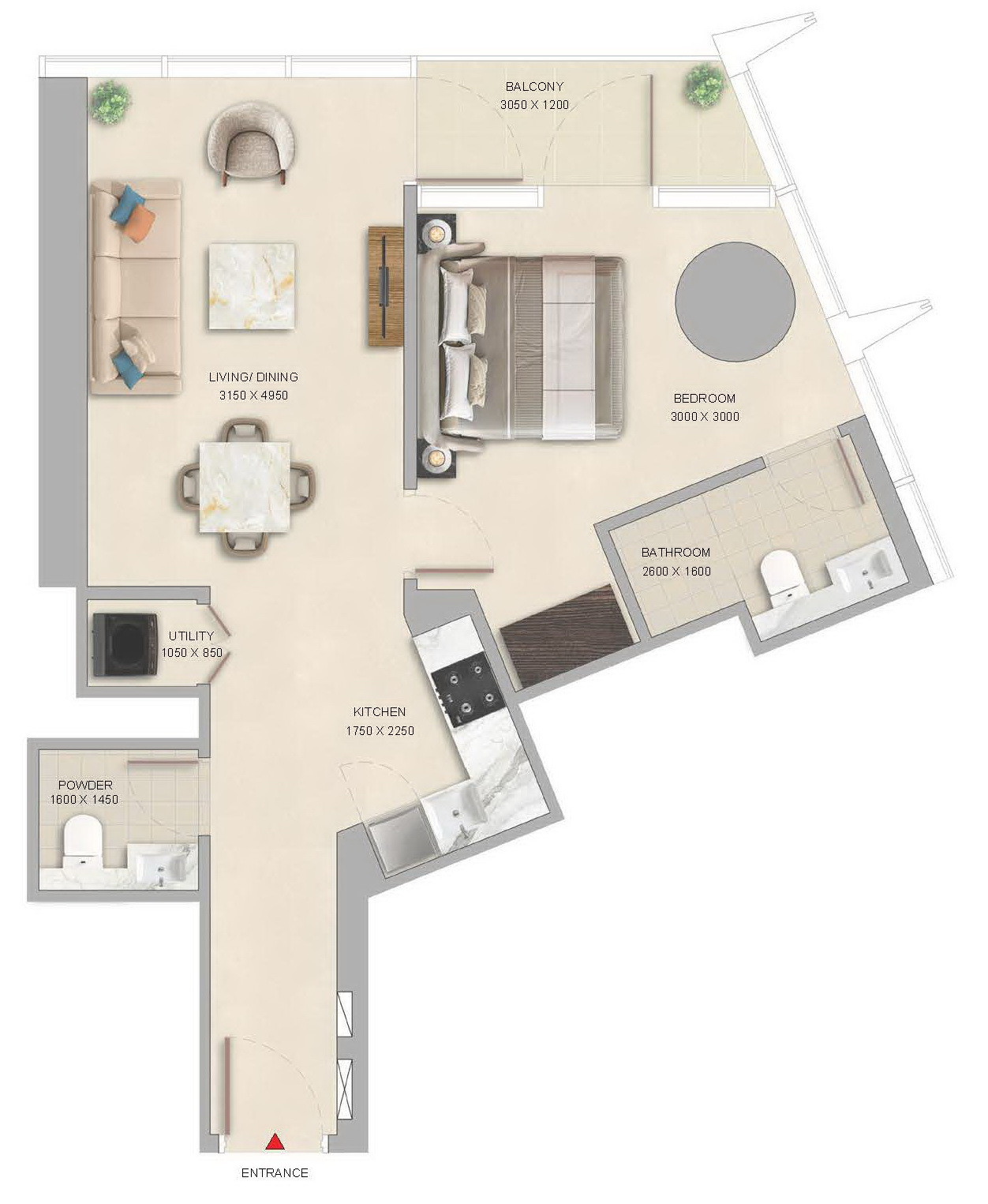 Floor plan — 1 BR