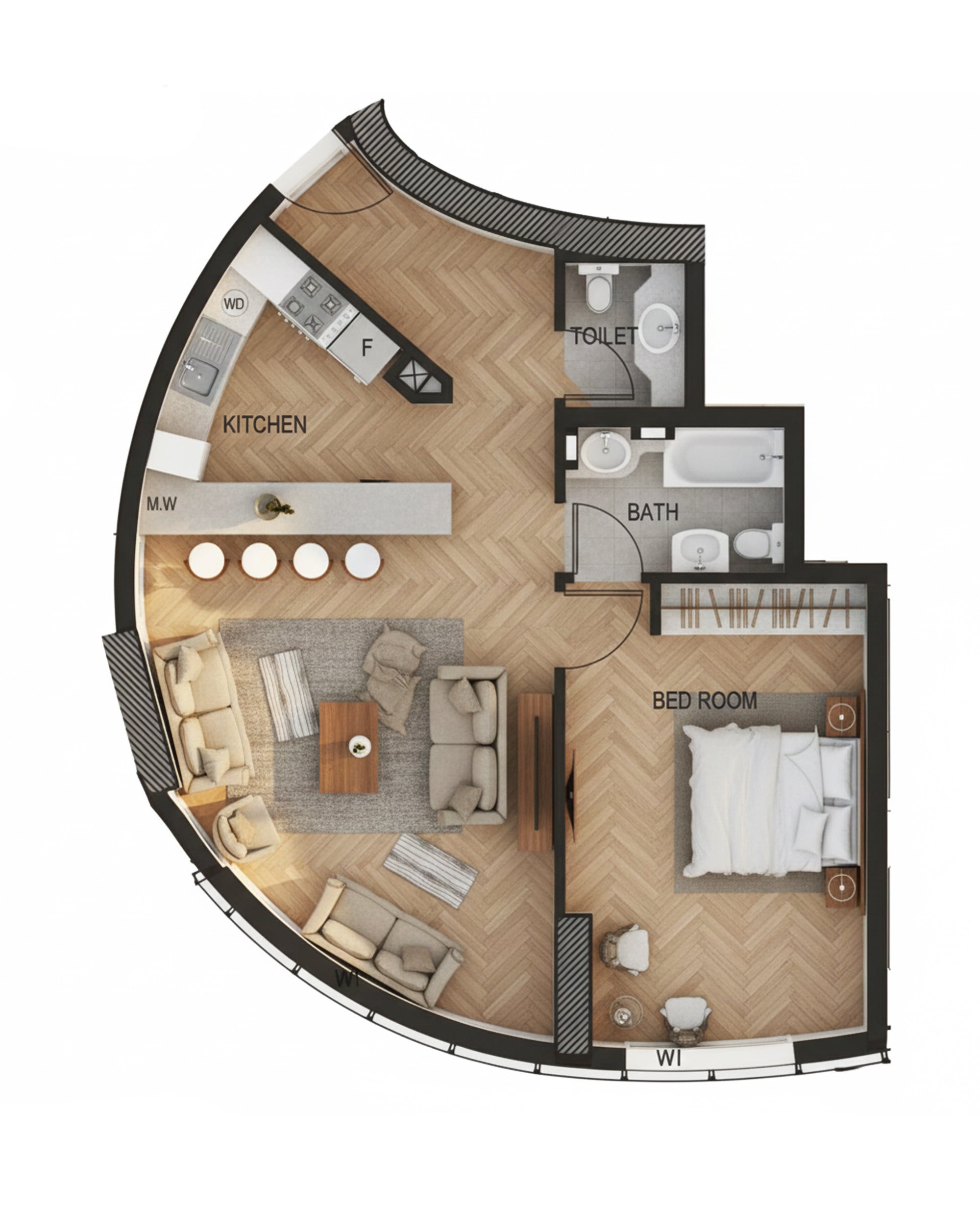 Floor plan — 1 BR