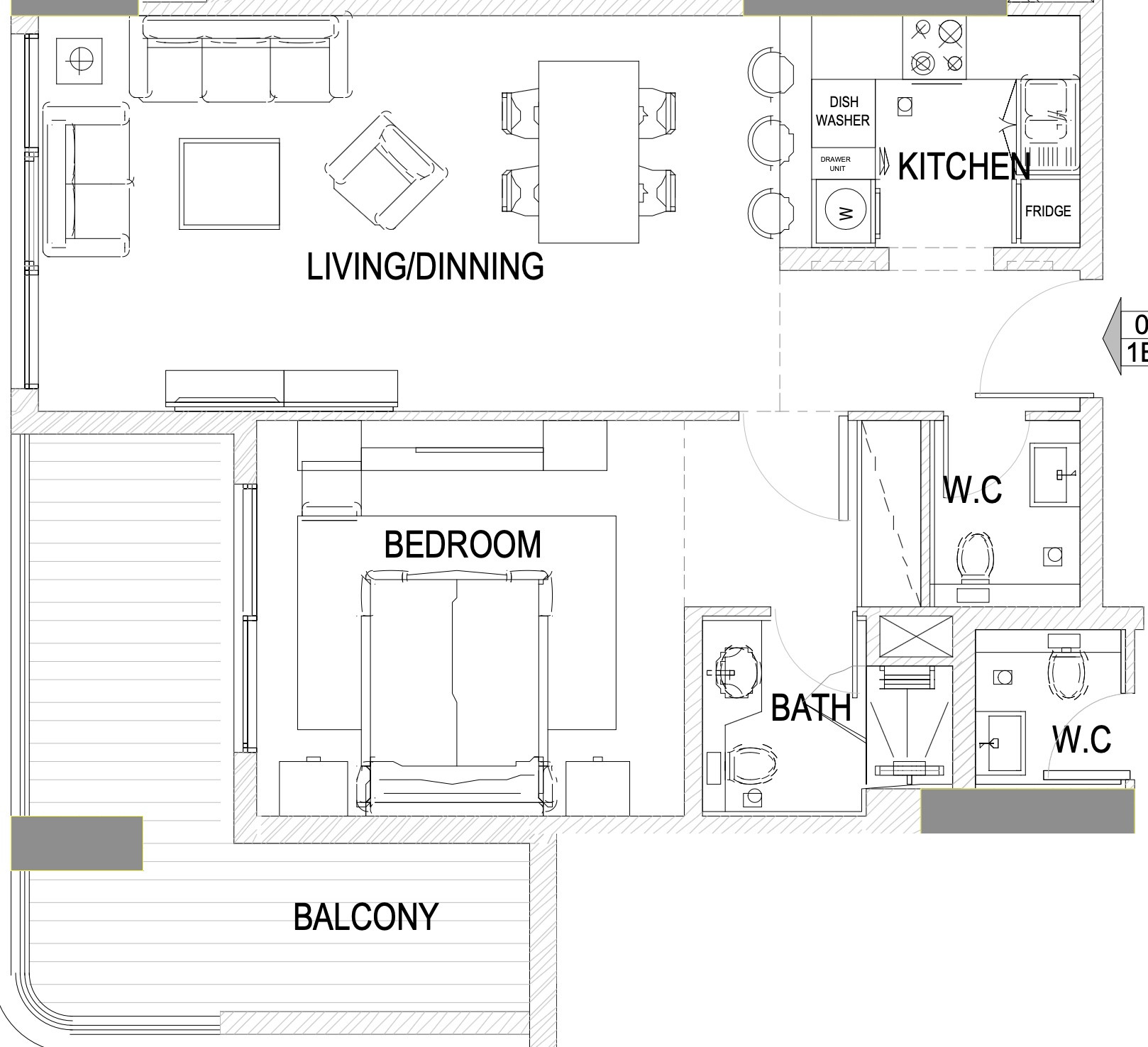 Floor plan — 1 BR