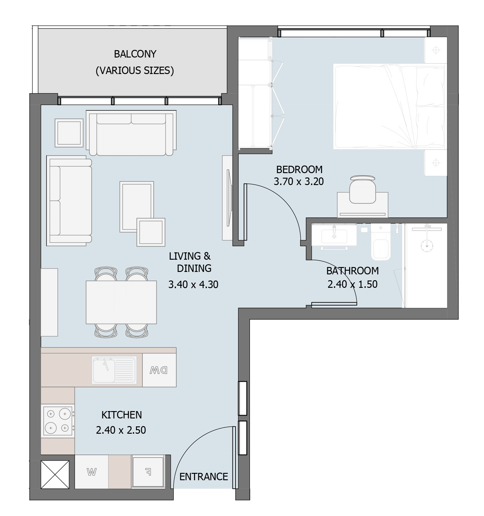 Floor plan — 1 BR