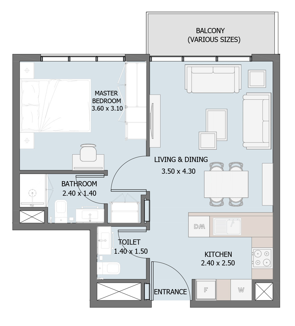 Floor plan — 1 BR