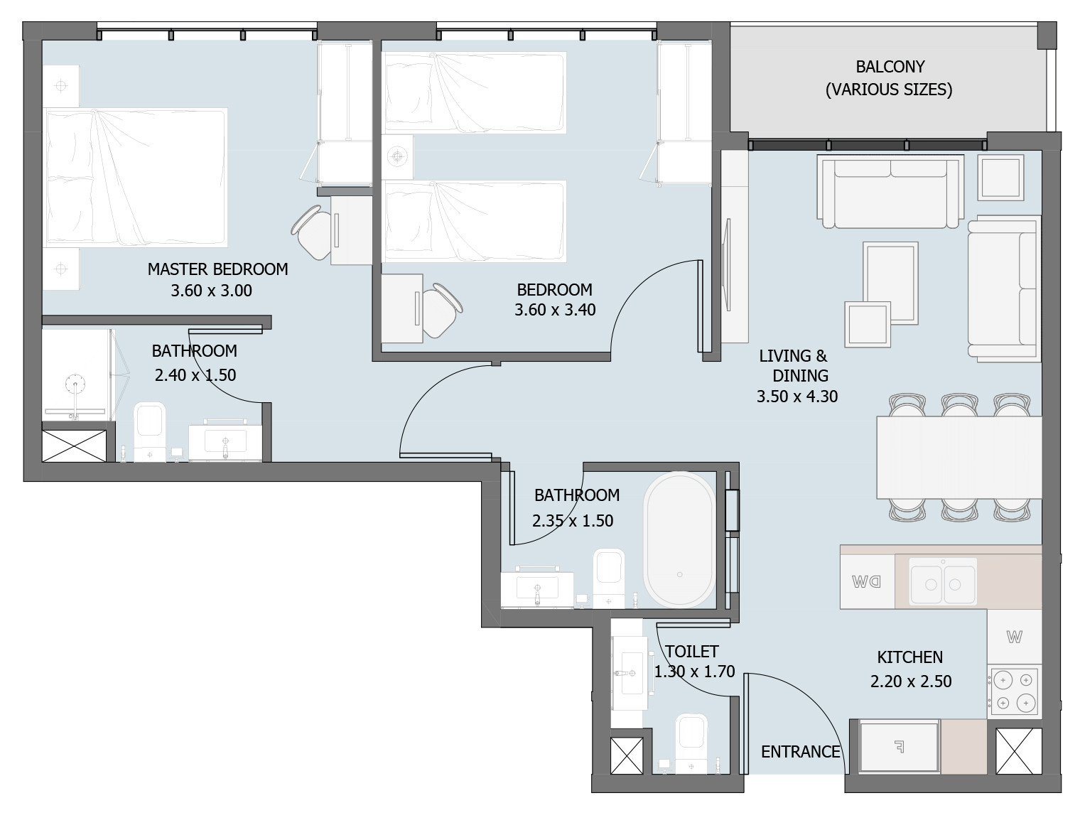 Floor plan — 2 BR
