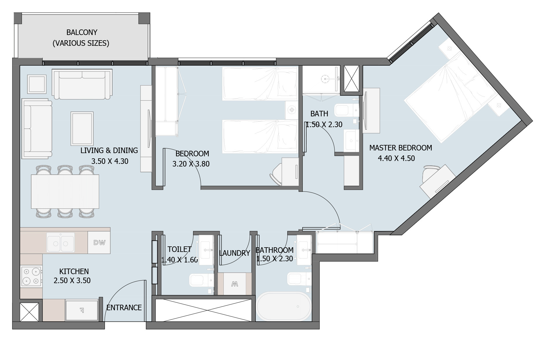 Floor plan — 2 BR