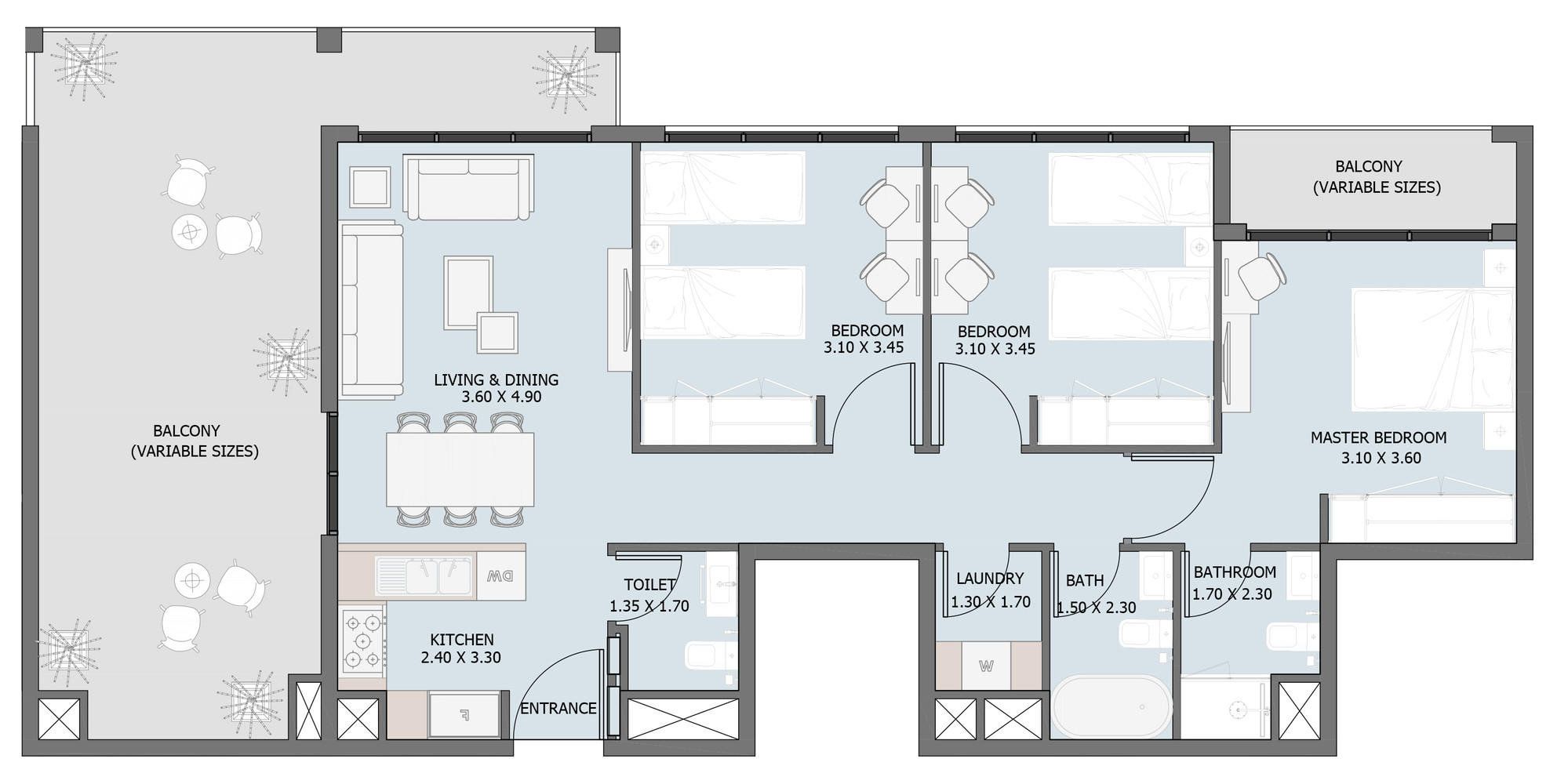 Floor plan — 3 BR