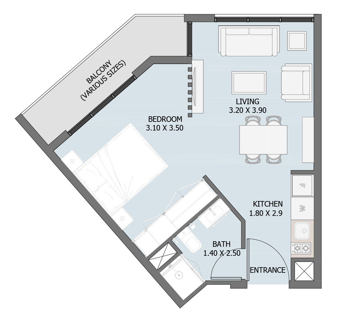 Floor plan — 1 BR