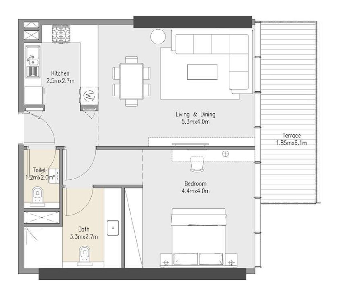 Floor plan — 1 BR