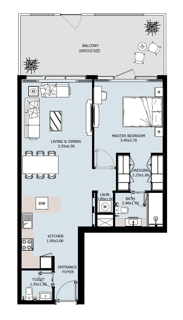 Floor plan — 1 BR