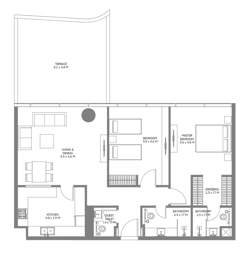 Floor plan — 2 BR