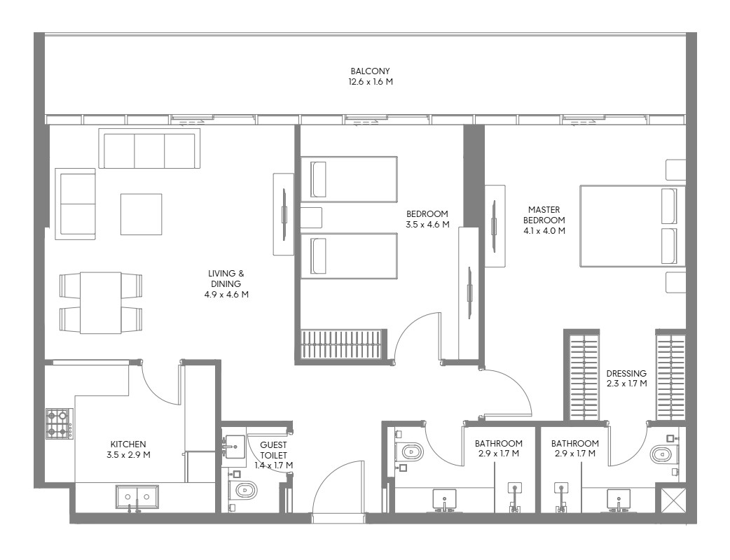 Floor plan — 2 BR