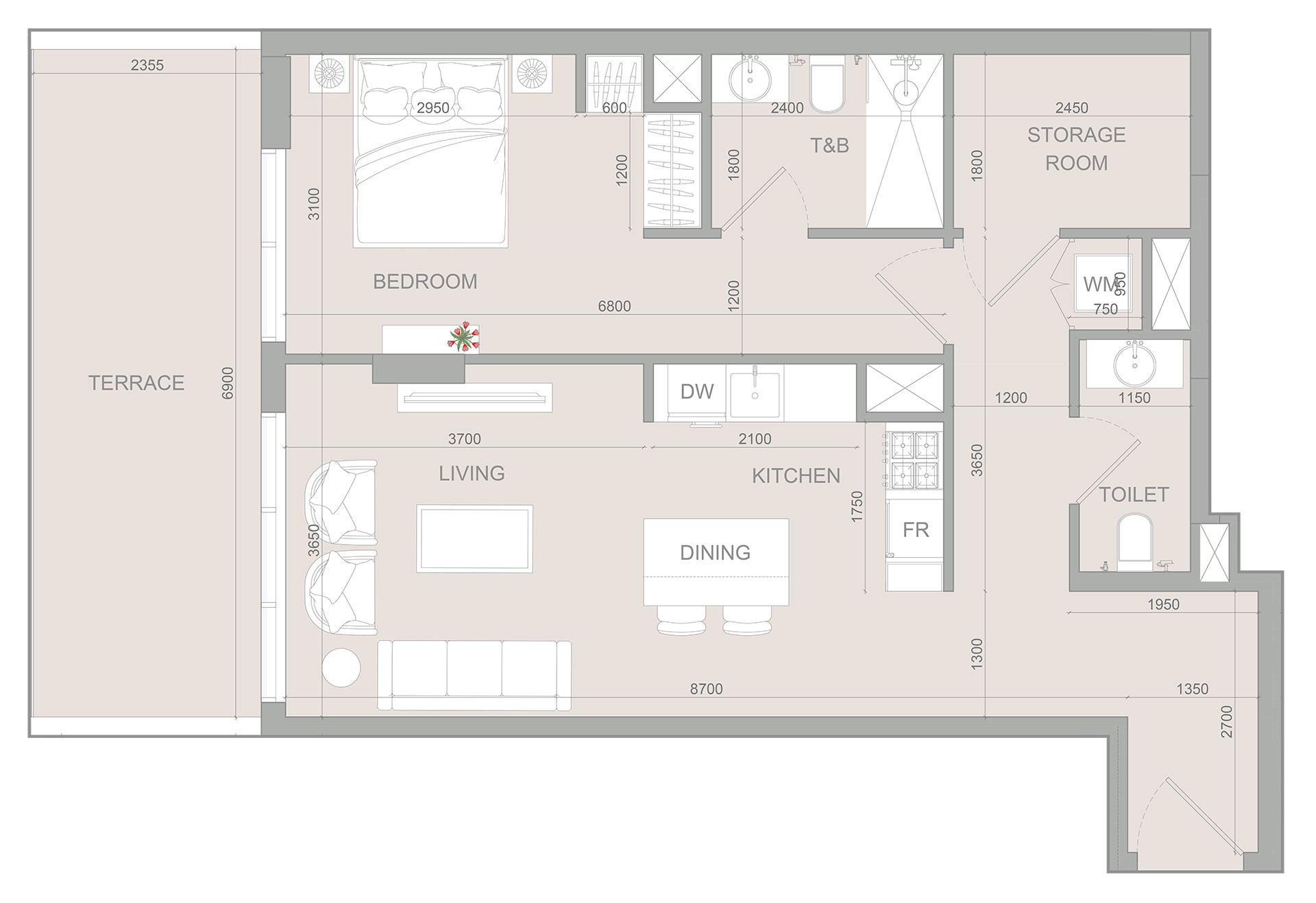 Floor plan — 1 BR
