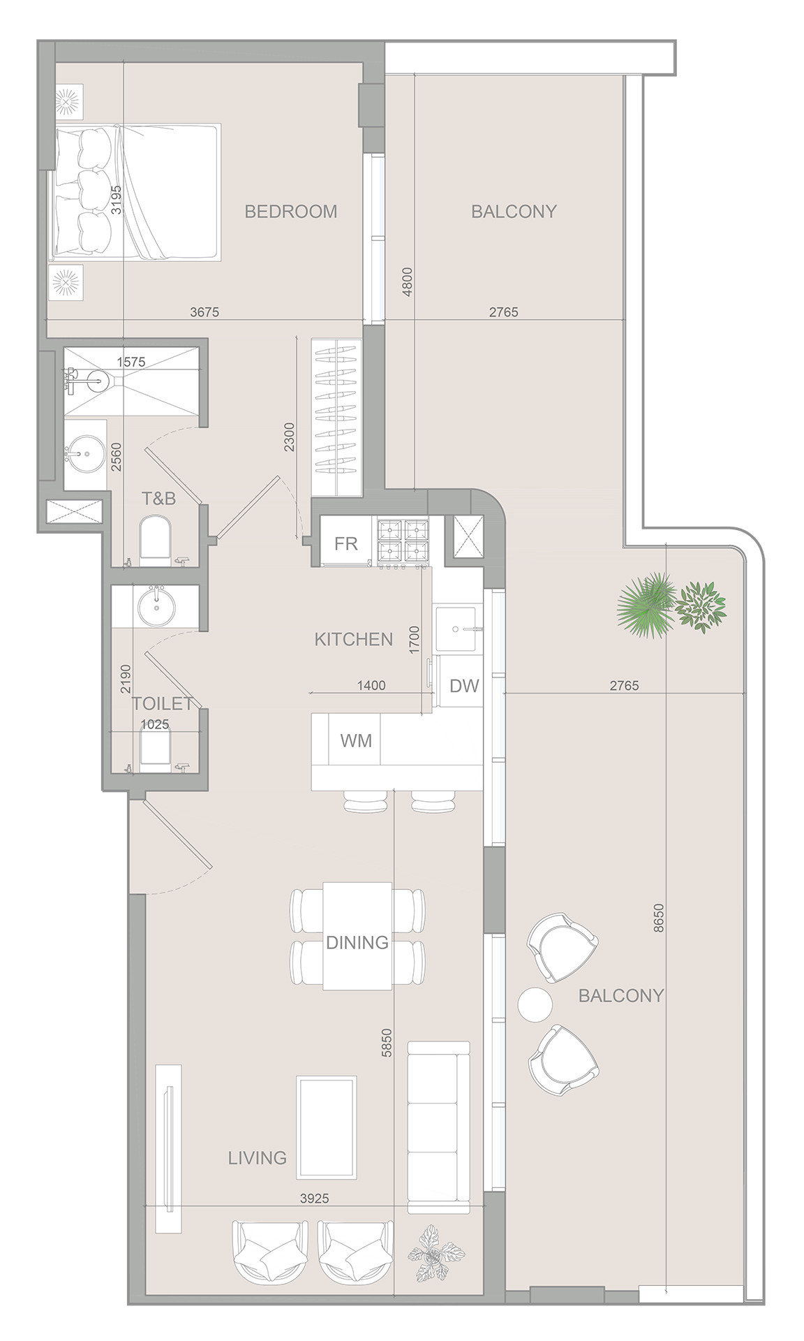 Floor plan — 1 BR