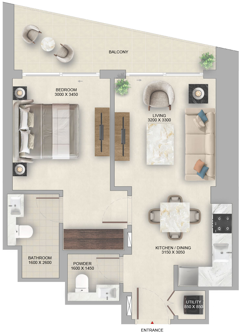 Floor plan — 1 BR