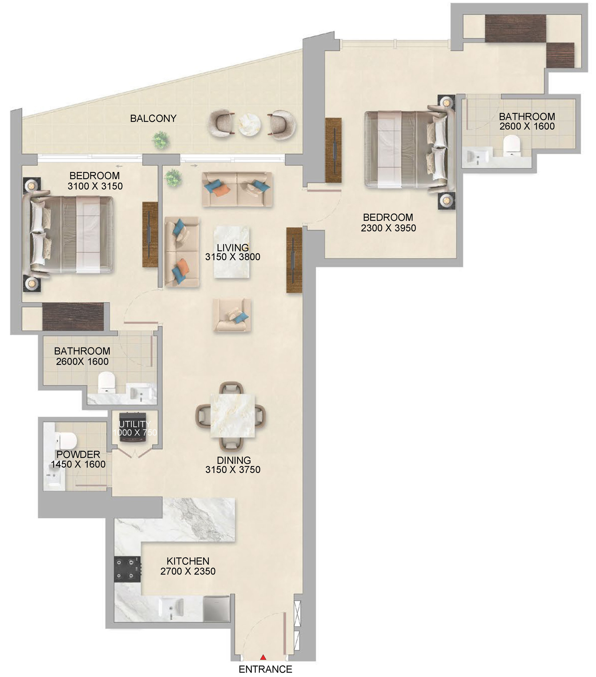 Floor plan — 2 BR
