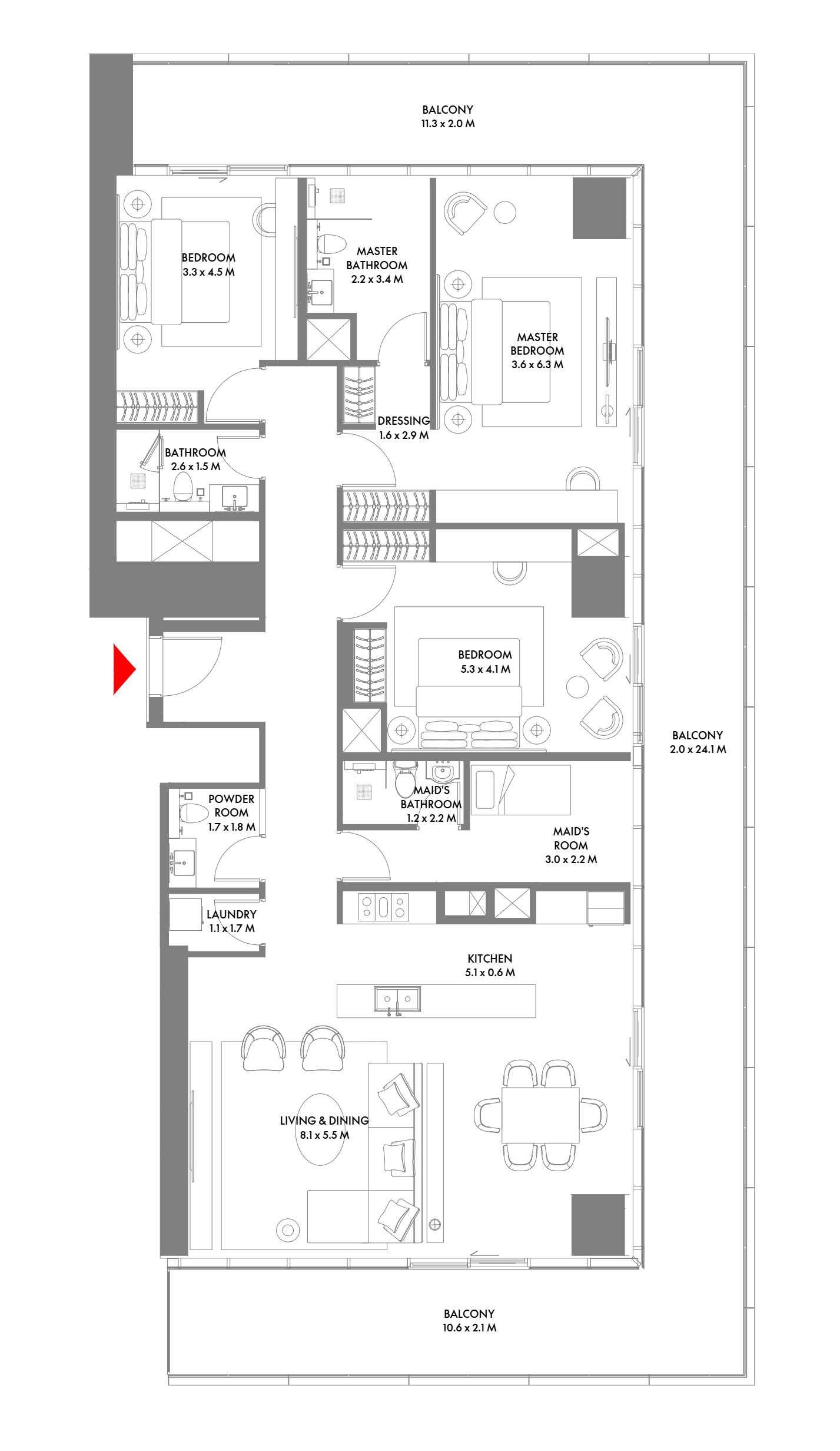 Floor plan — 3 BR