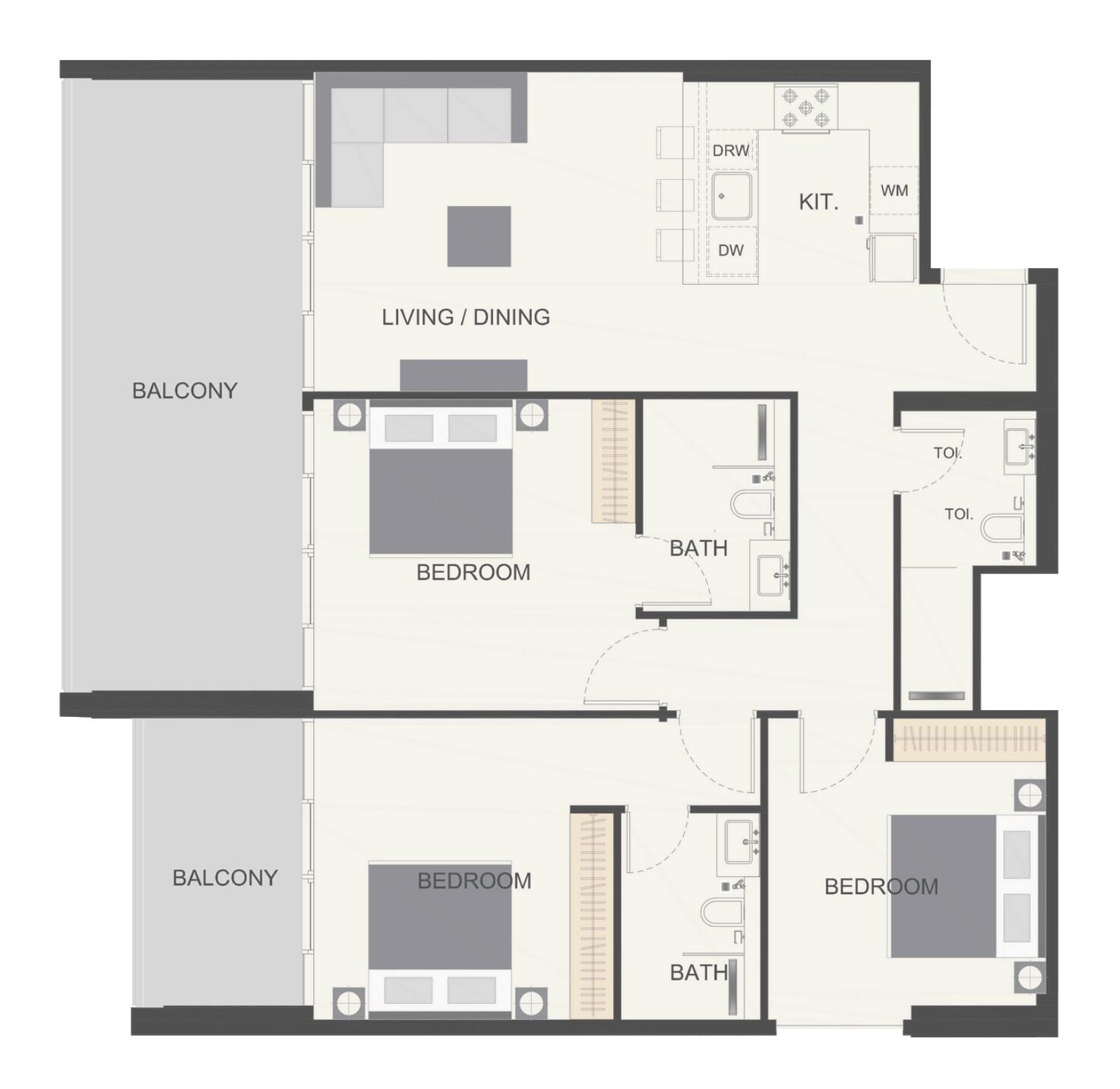 Floor plan — 3 BR