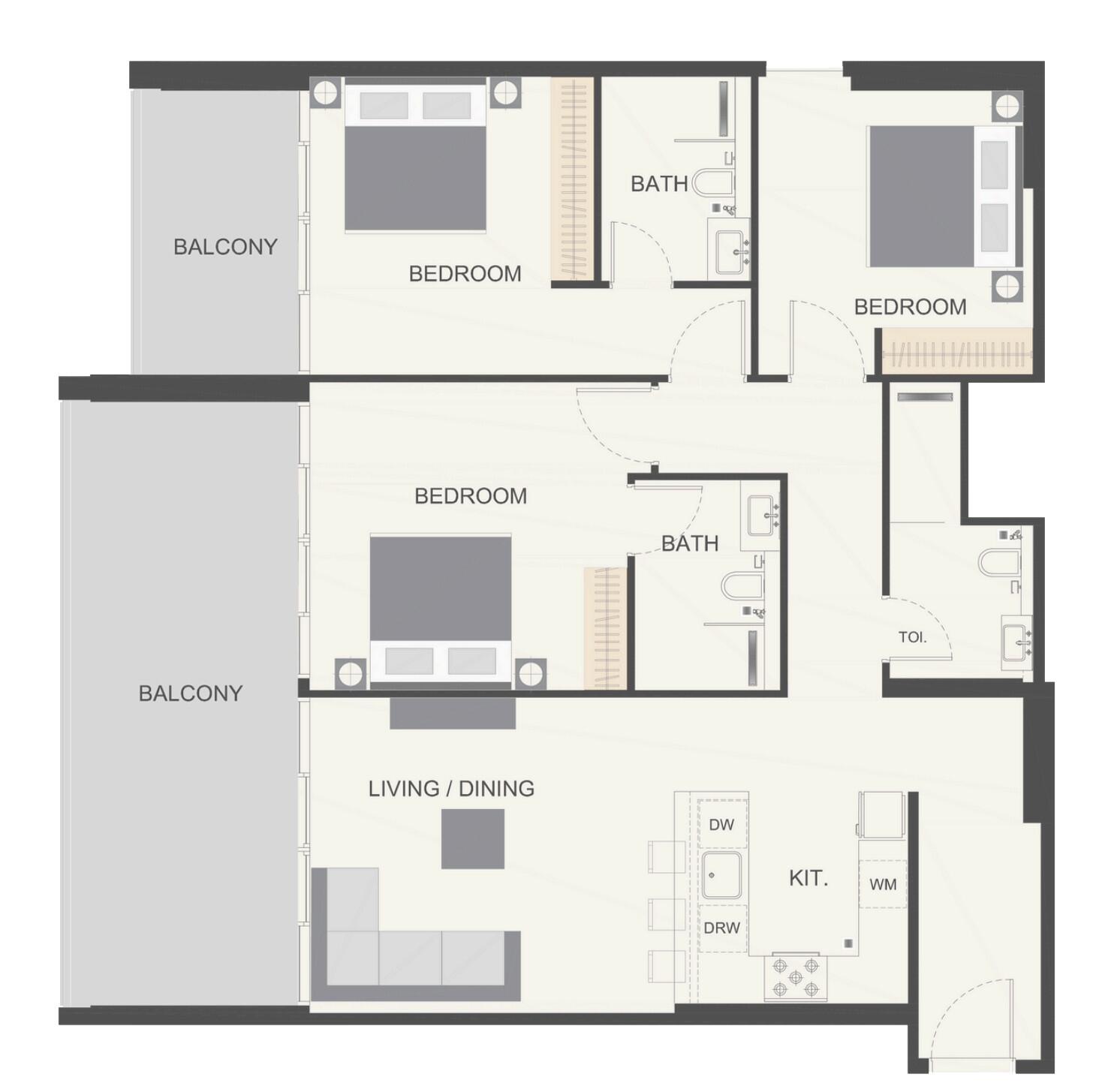 Floor plan — 3 BR