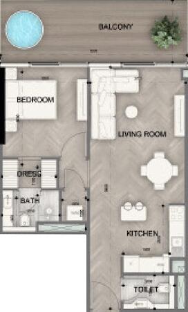 Floor plan — 1 BR