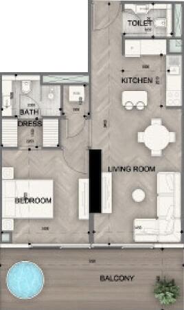Floor plan — 1 BR
