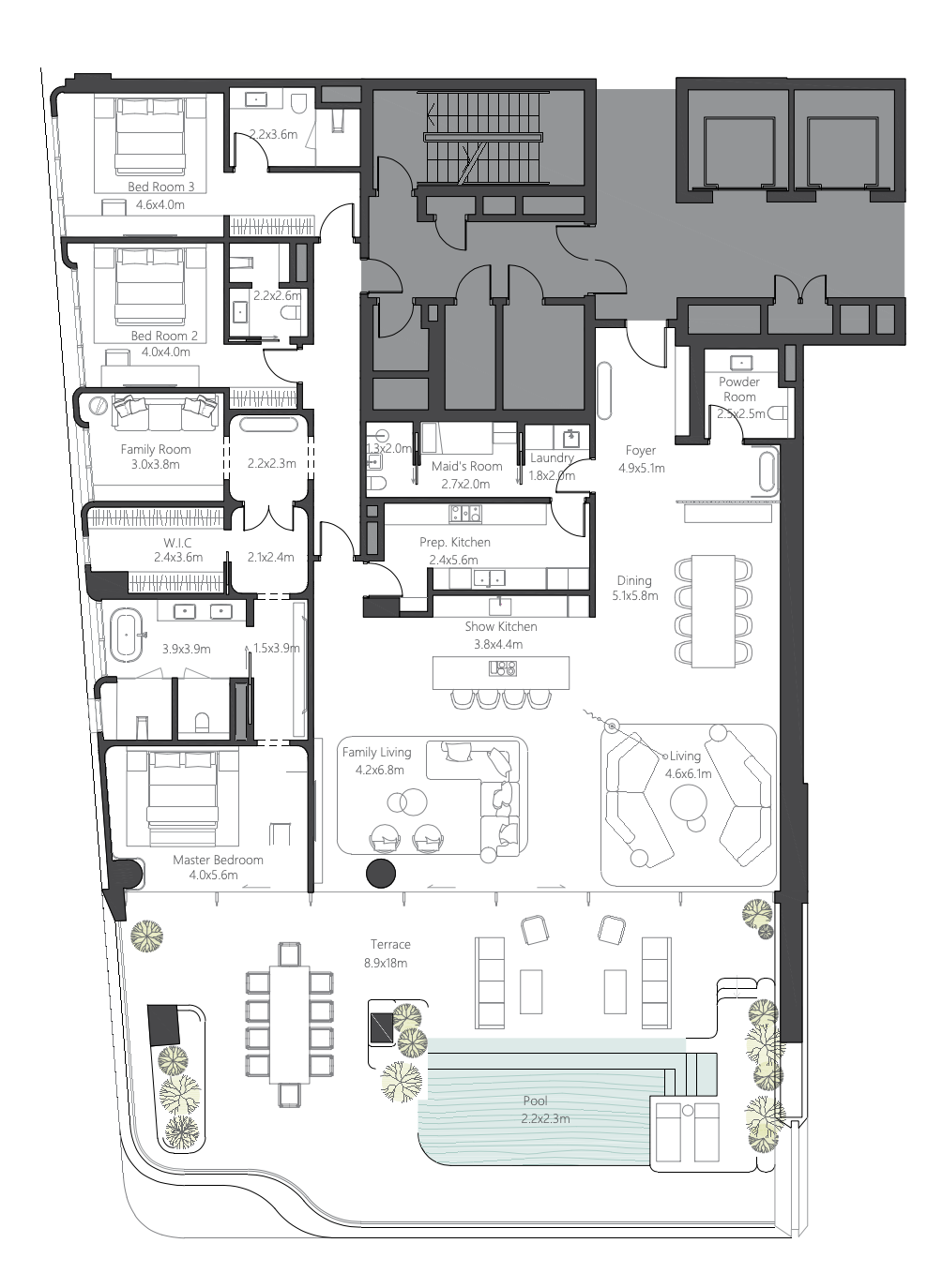 Floor plan — 3 BR