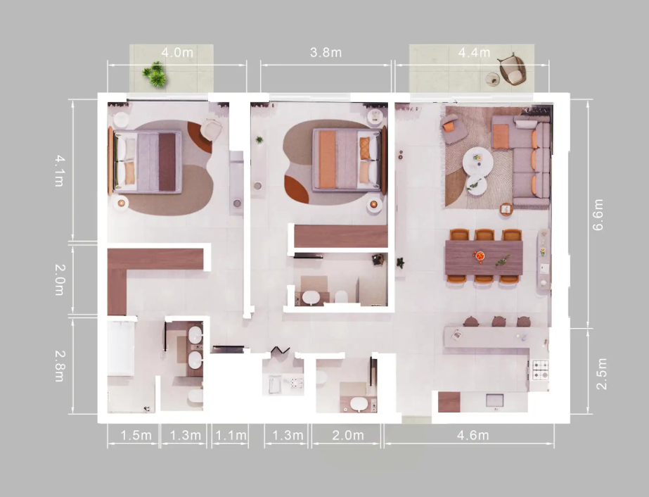 Floor plan — 2 BR