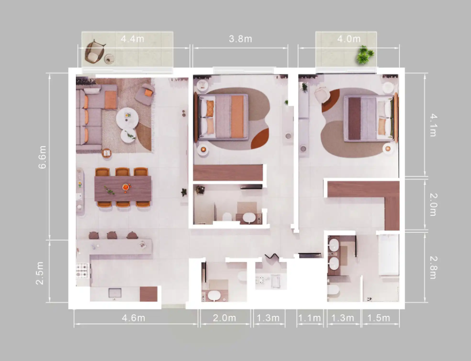 Floor plan — 2 BR