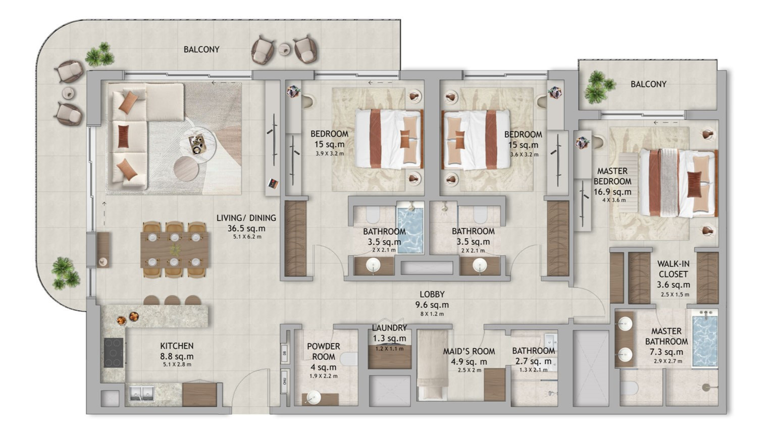 Floor plan — 3 BR