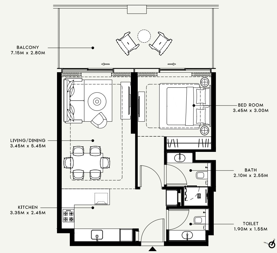 Floor plan — 1 BR