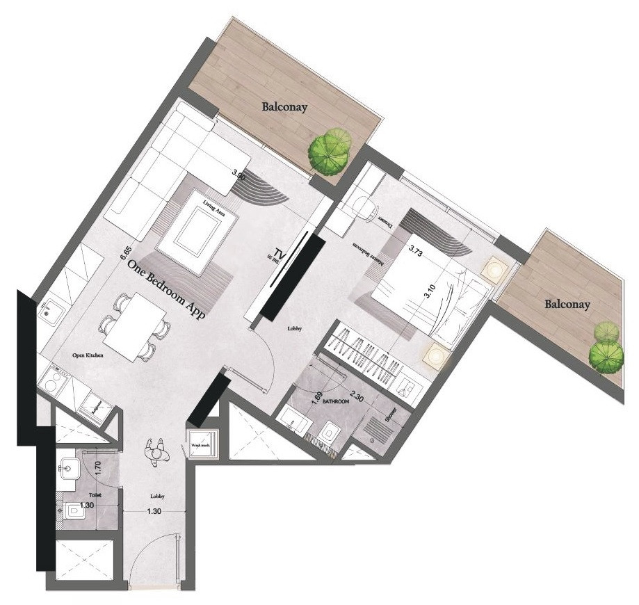 Floor plan — 1 BR