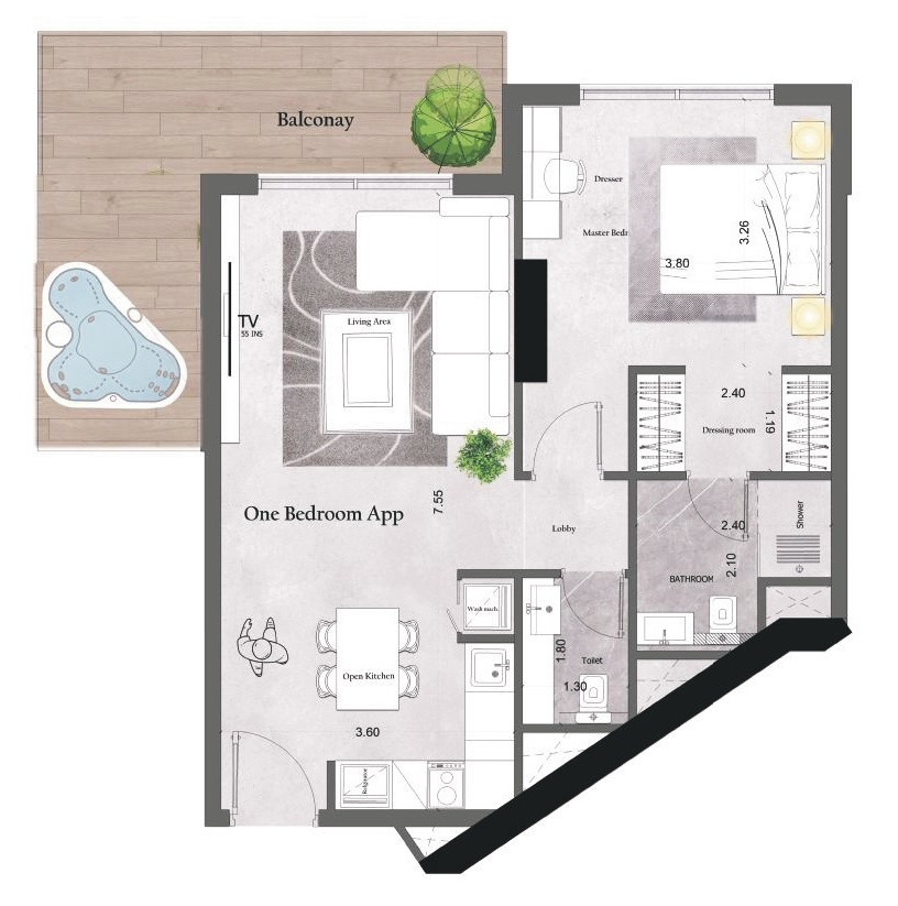 Floor plan — 1 BR
