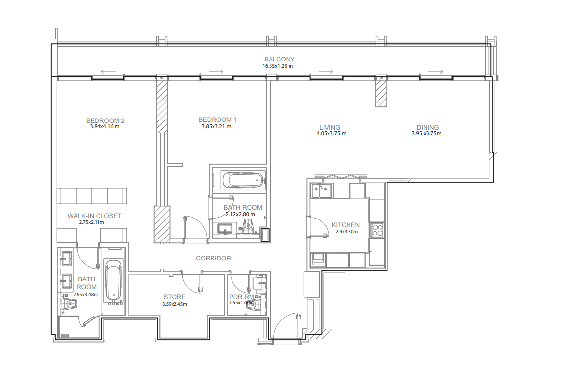 Floor plan — 2 BR