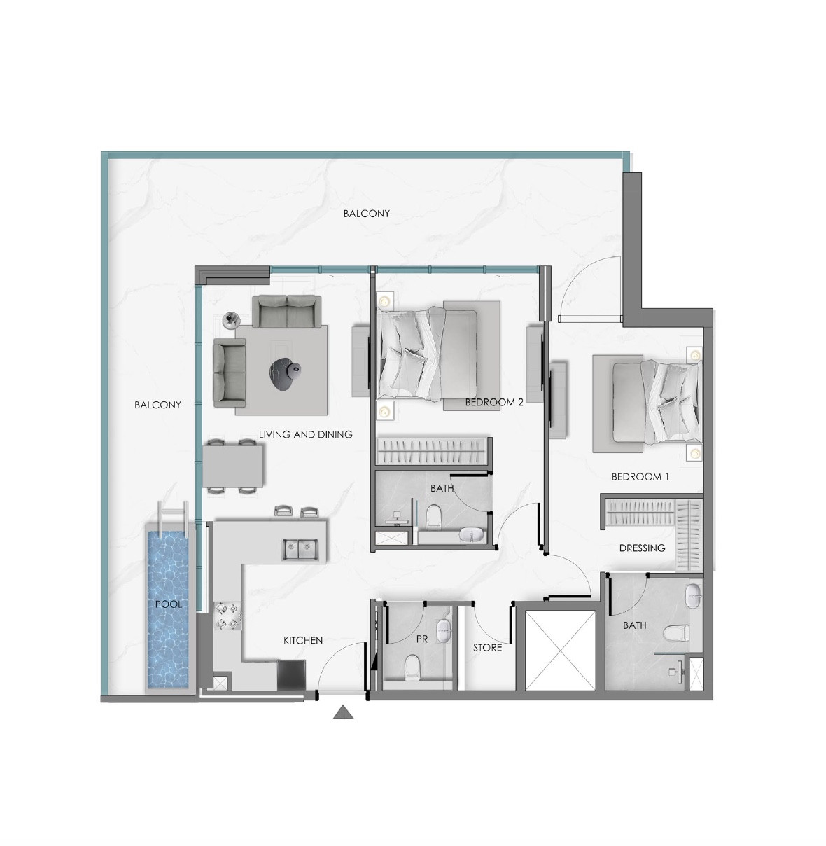 Floor plan — 2 BR