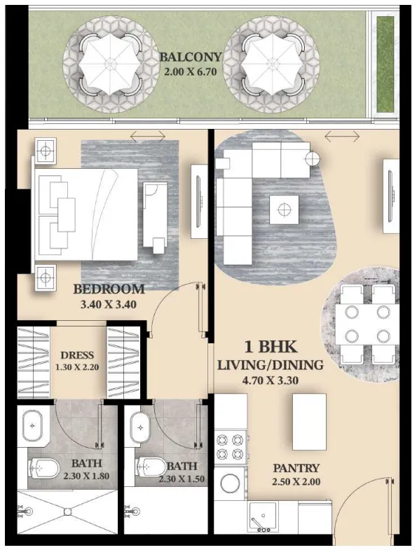 Floor plan — 1 BR