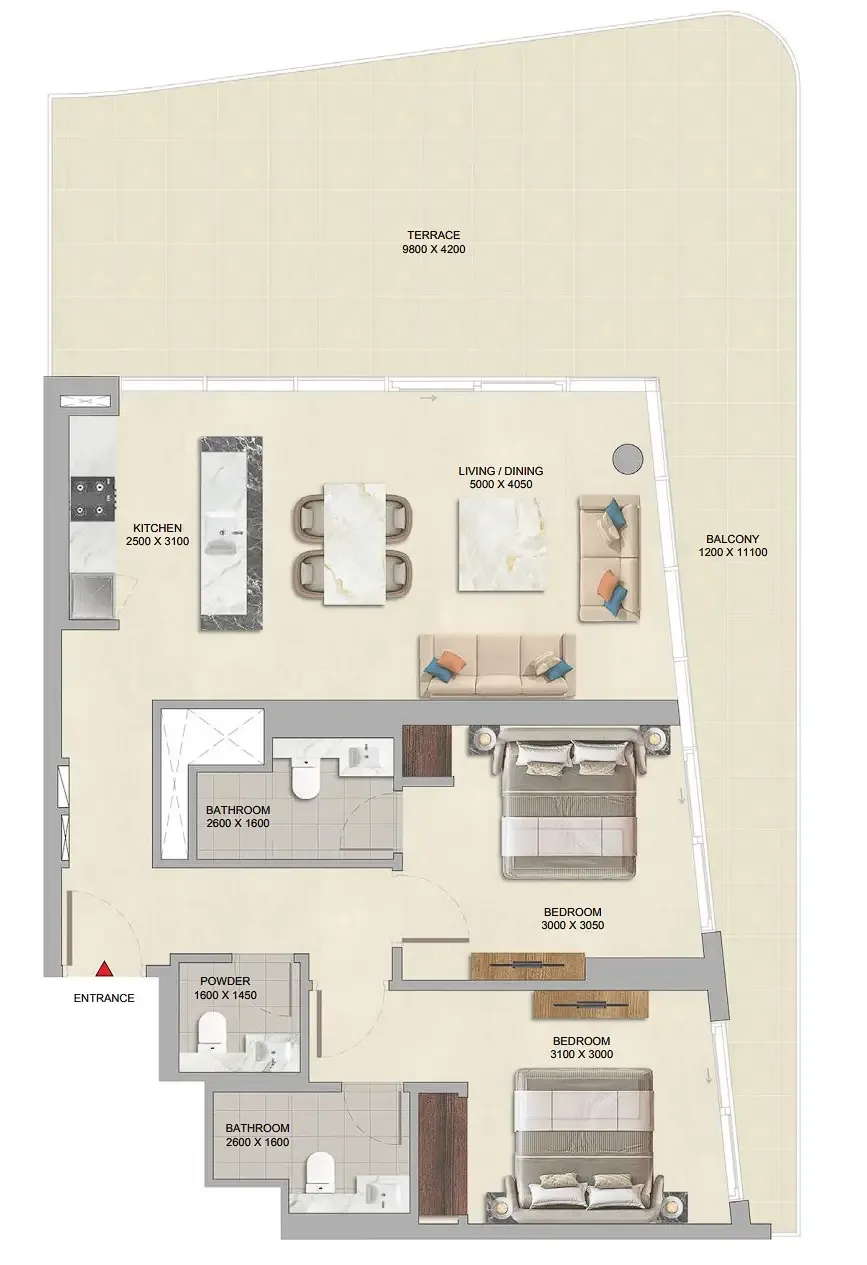 Floor plan — 2 BR