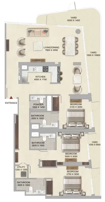 Floor plan — 3 BR