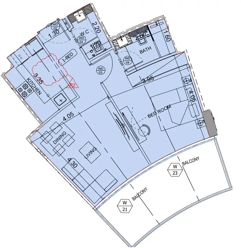 Floor plan — 1 BR