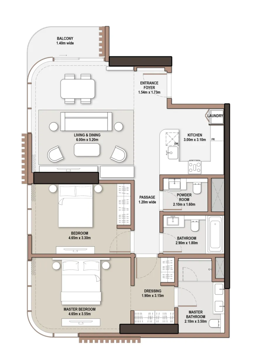 Floor plan — 2 BR