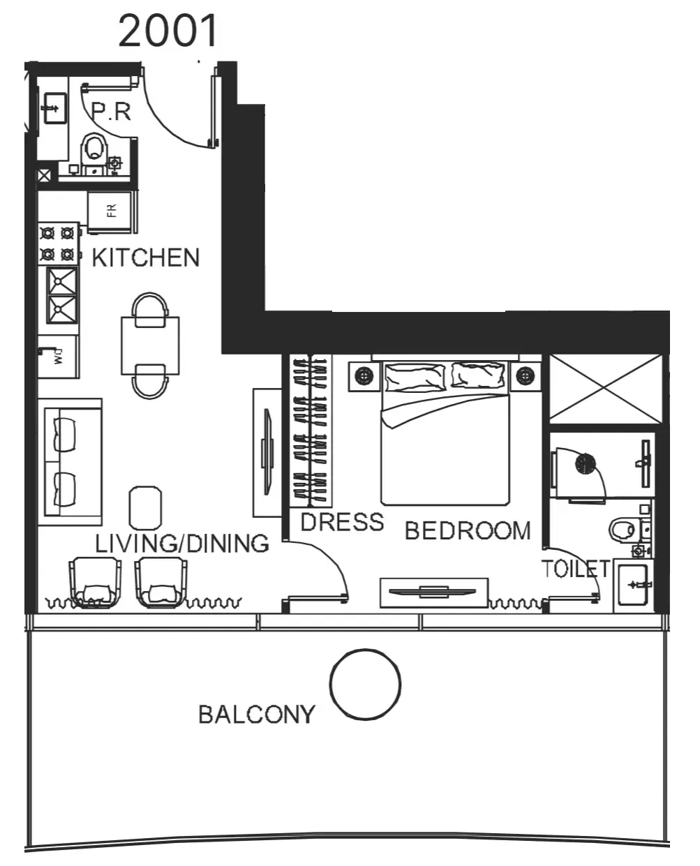 Floor plan — 1 BR