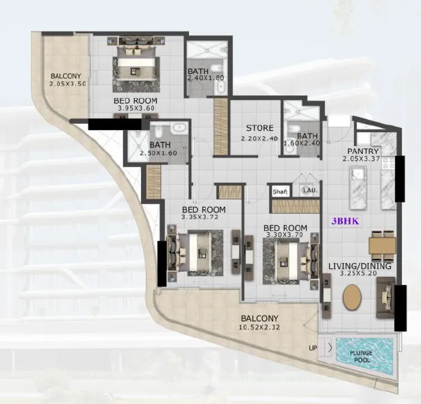 Floor plan — 3 BR