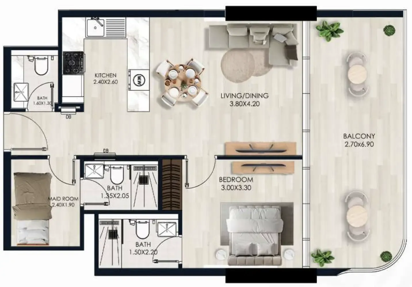 Floor plan — 1.5 BR