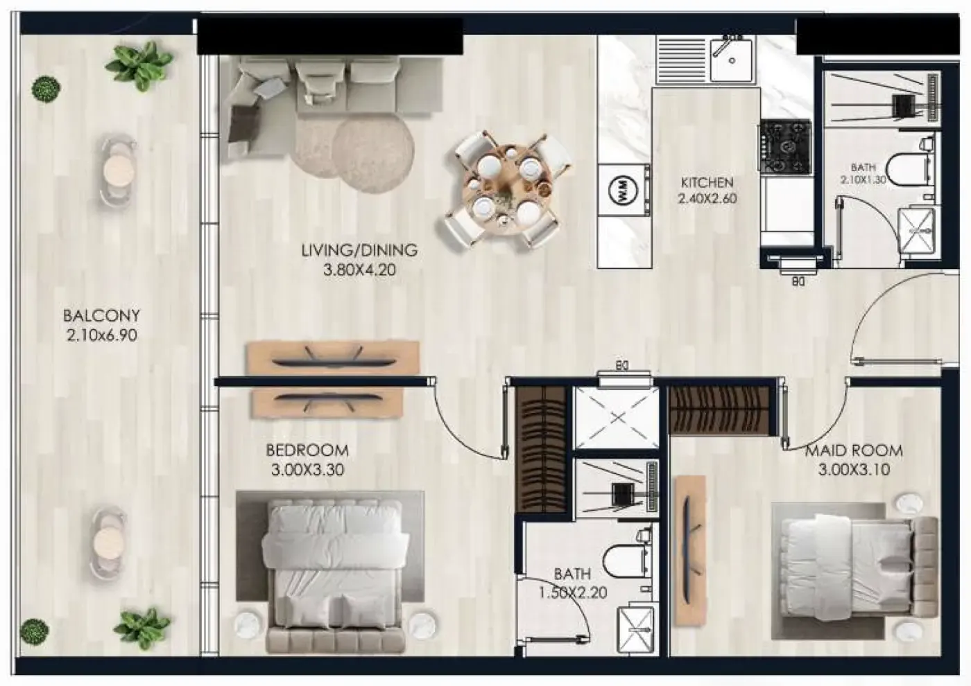 Floor plan — 1.5 BR